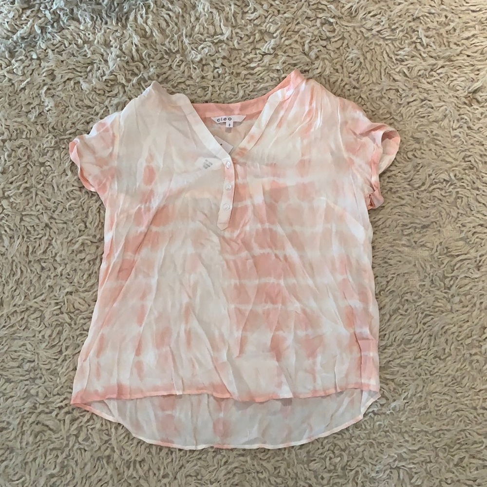 Pink & White Watercolor Blouse